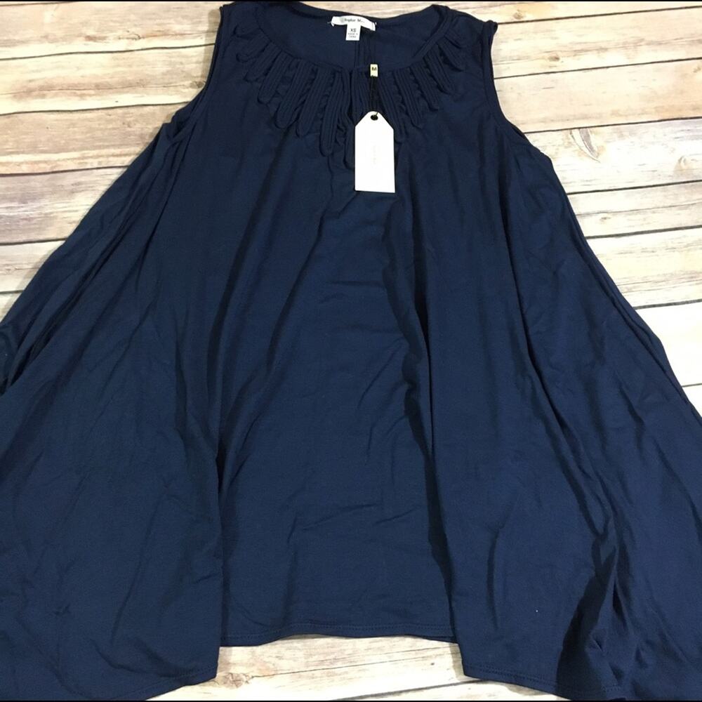 Sophie Max Womens Tank Top Size XS Germaine Trapeze Navy Blue Swing NEW - Picture 9 of 11